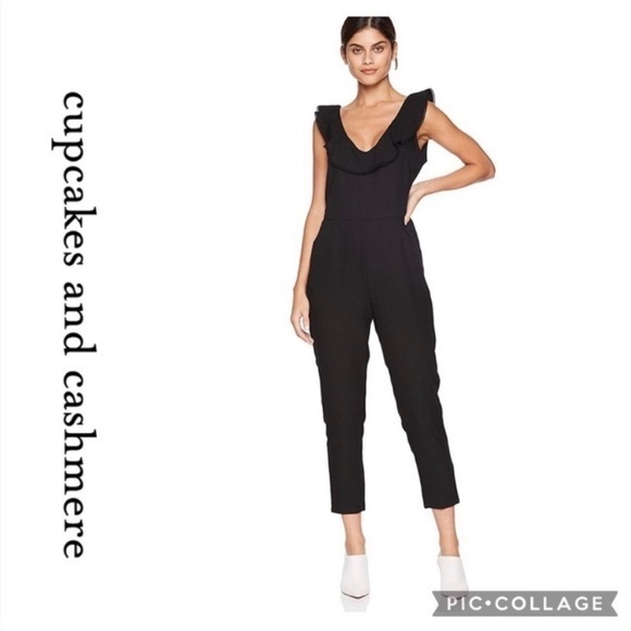 Cupcakes & Cashmere | NWT Black Lima Ruffles Jumpsuit Sz.4 - Picture 1 of 13
